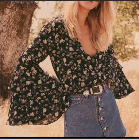 Intimately Free People Bell Sleeve Bodysuit - Size Small - Picture 3 of 11